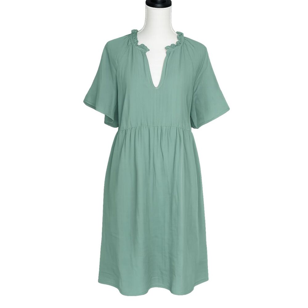 OLD NAVY SPLIT NECK CRINKLE GAUZE EVERYDAY WEAR CASUAL COTTON MINI SWING DRESS